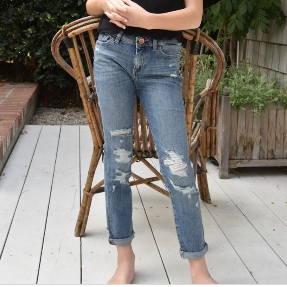 DL 1961 Harper Boyfriend distressed skinny jeans 7